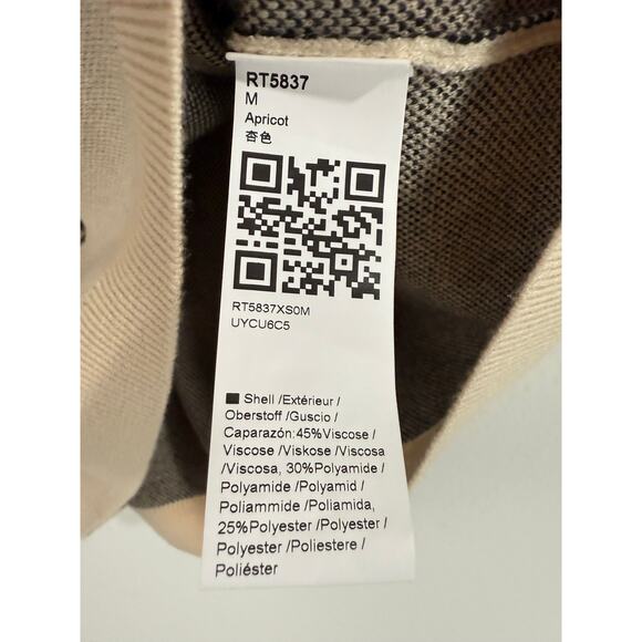 Apricot Leopard Print Sweater Size M Tan Brown Mock Neck Short Sleeve Top - Picture 8 of 9